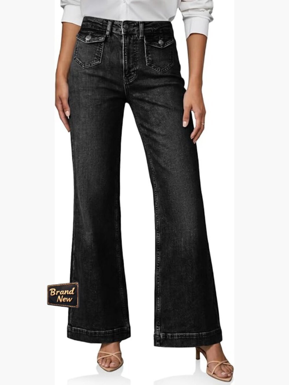 High Waisted Wide Leg Baggy Jeans with Pockets